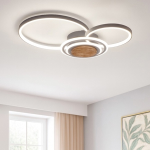 Plafoniera led 40w 3000k legno antracite design moderna