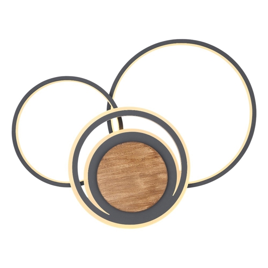 Plafoniera led 40w 3000k legno antracite design moderna