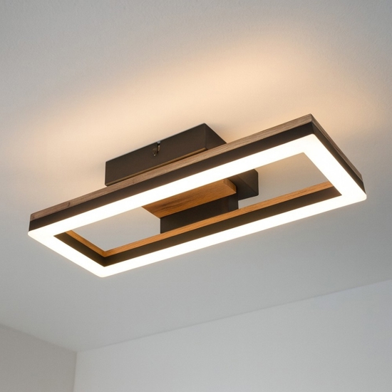 Plafoniera di legno moderna design nera led 12w 3000k