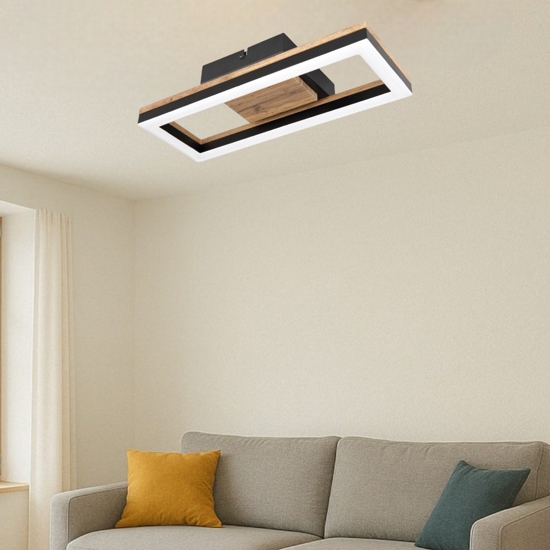 Plafoniera di legno moderna design nera led 12w 3000k