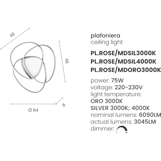 Plafoniera led ondaluce md rose oro