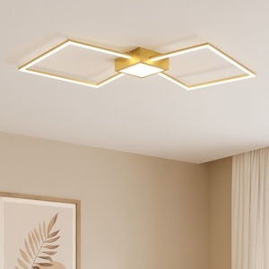 Plafoniera led 38w oro quadrati 3000k 100cm per soggiorno