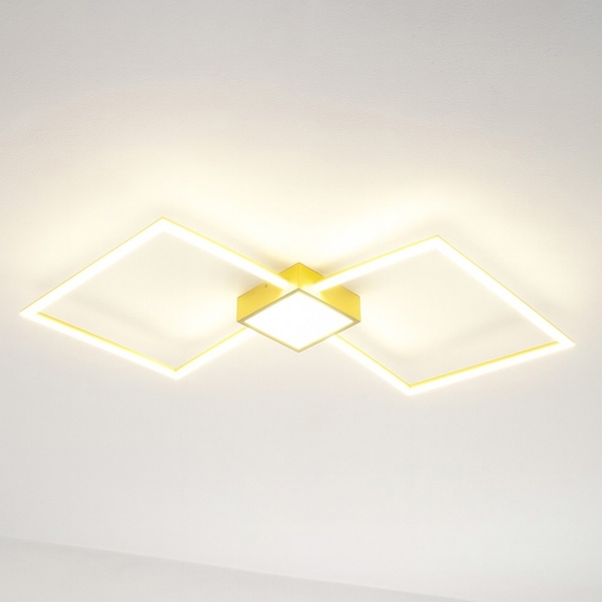 Plafoniera led 38w oro quadrati 3000k 100cm per soggiorno