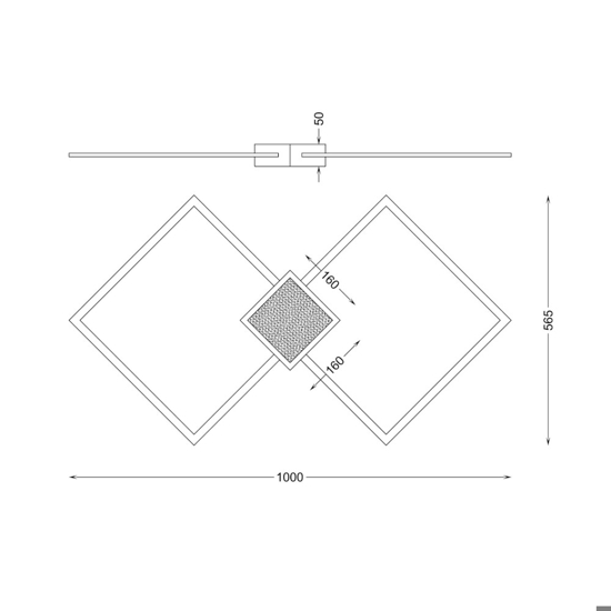 Plafoniera led 38w oro quadrati 3000k 100cm per soggiorno
