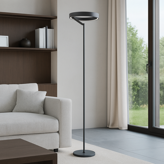 Lampada da terra led 3000k criseide gea luce nera design moderno