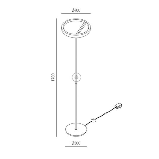 Lampada da terra led 3000k criseide gea luce nera design moderno