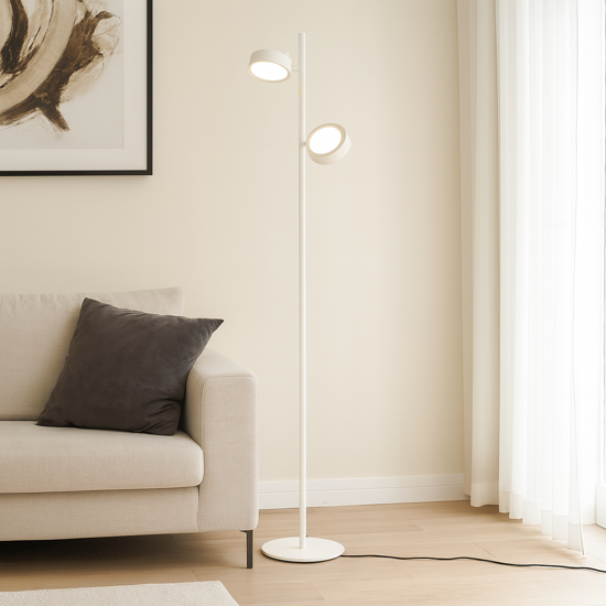 Gpib gea luce lampada da terra led 3000k doppio diffusore orientabile bianca