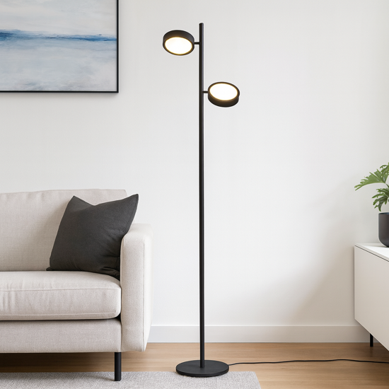 Lampada da terra led 3000k gea luce gpin per salotto moderno nera