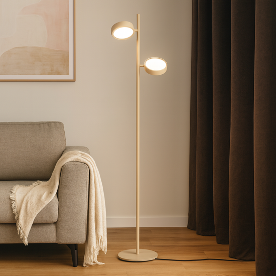 Lampada da terra gea luce gpi tortora due led 3000k orientabili