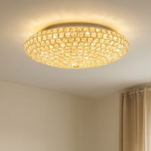 King pl9 plafoniera per soggiorno 53cm rotonda cristallo oro ideal lux