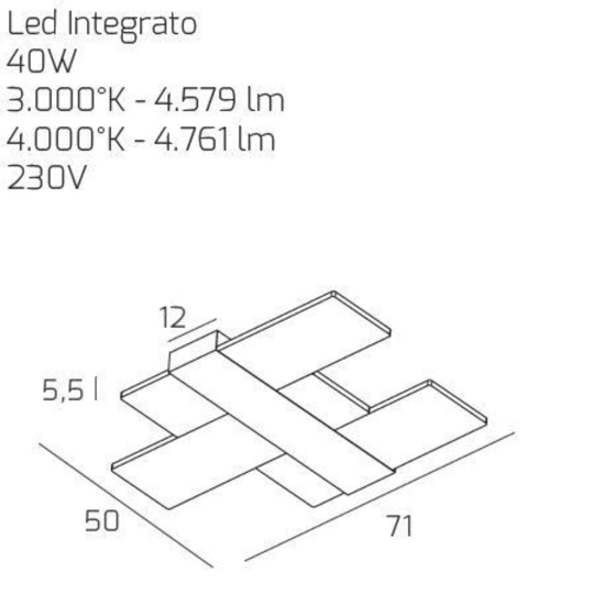 Top light flight plafoniera oro led 40w 3000k 4000k