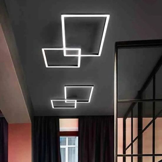 Plafoniera led 64w 3000k 4000k 6000k nera moderna perenz cross