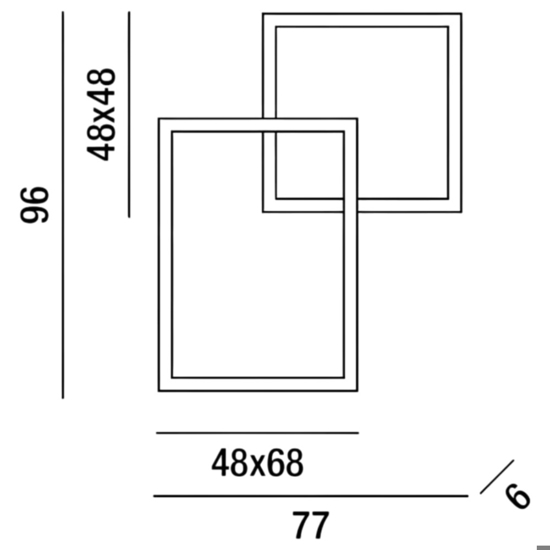 Plafoniera led 64w 3000k 4000k 6000k nera moderna perenz cross