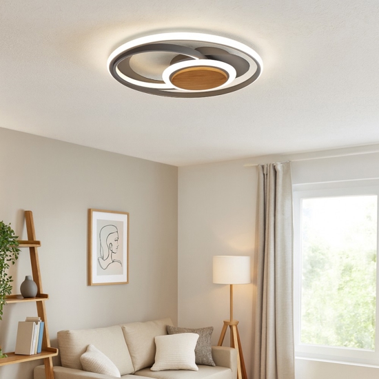 Plafoniera led 45w 3000k antracite in legno