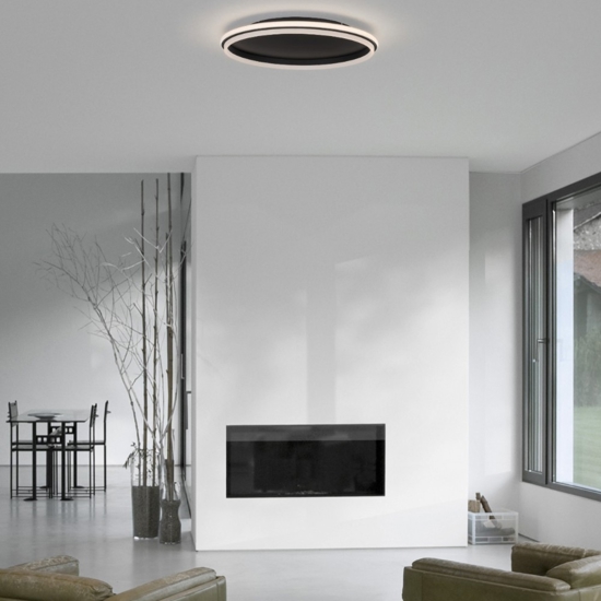 Plafoniera nera led 60w 3000k tonda per soggiorno moderno
