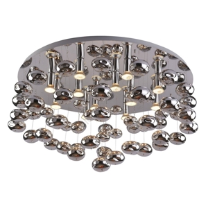 Plafoniera bolle vetro cromo design 80cm per soggiorno moderno