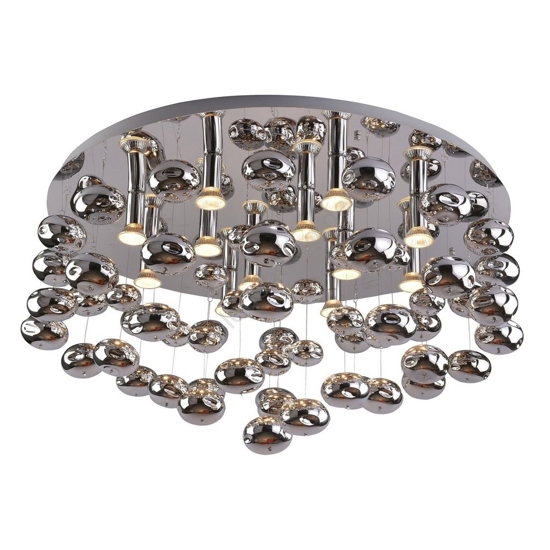 Plafoniera bolle vetro cromo design 80cm per soggiorno moderno