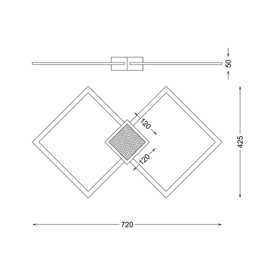 Plafoniera led 30w 3000k oro design quadrata moderna