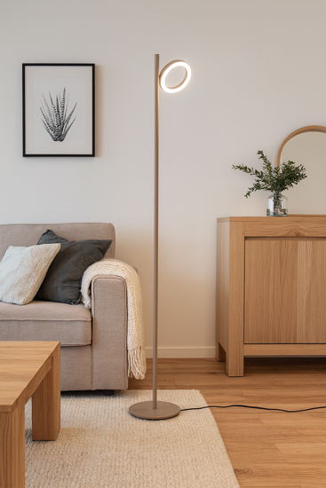 Gea luce gpi lampada da terra led 3000k orientabile tortora