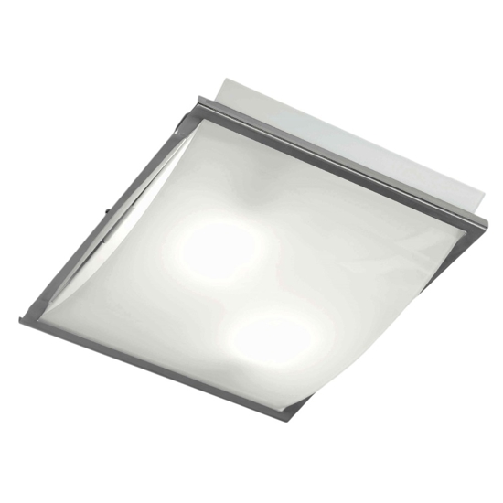Plafoniera rettangolare moderna in vetro bianco lucido cornice cromata