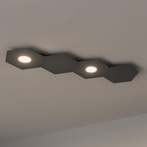 Top light plafoniera da cucina led componibile 2 luci + 2 placche grigio antracite