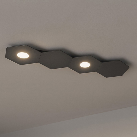 Top light plafoniera da cucina led componibile 2 luci + 2 placche grigio antracite