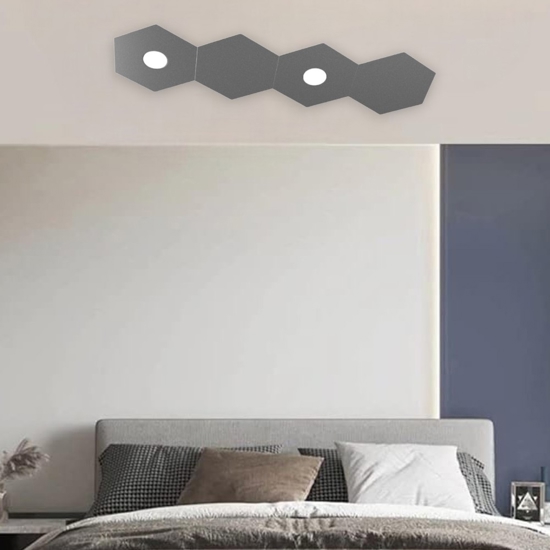 Top light plafoniera da cucina led componibile 2 luci + 2 placche grigio antracite
