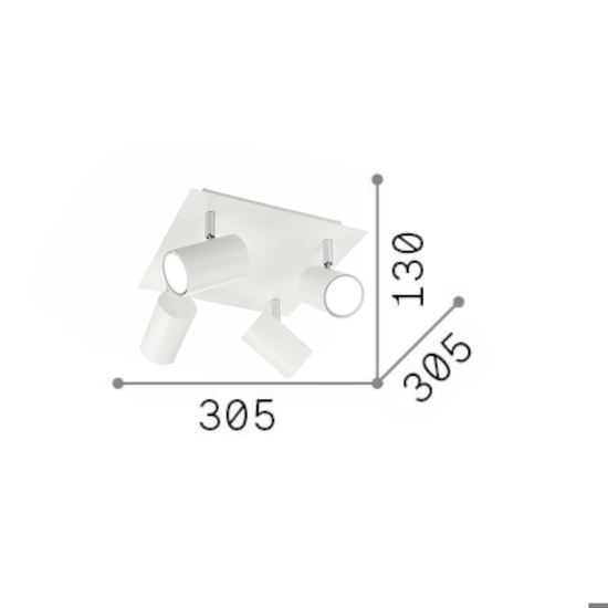Spot pl4 plafoniena per cucina con faretti direzionabili ideal lux