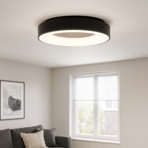 Plafoniera rotonda nera led 3000k moderna 45cm 27w dimmerabile