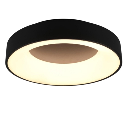 Plafoniera rotonda nera led 3000k moderna 45cm 27w dimmerabile