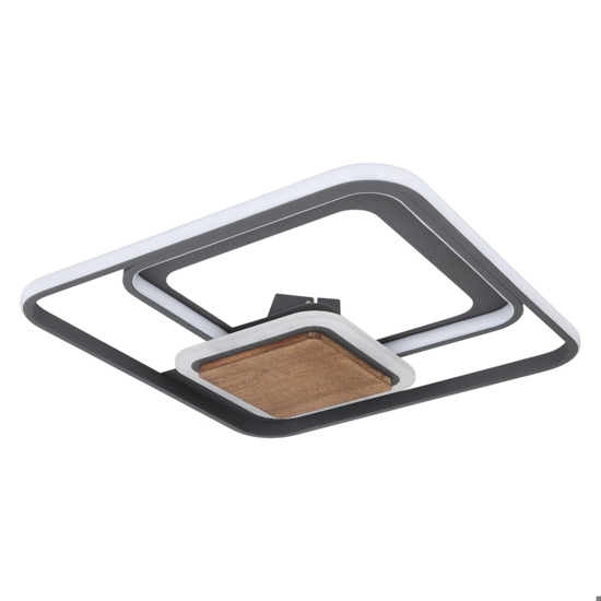 Plafoniera quadrata led 3000k con dettagli in legno