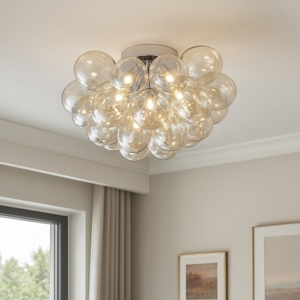 Maytoni balbo plafoniera moderna grappolo 8 luci vetri ambra trasparente