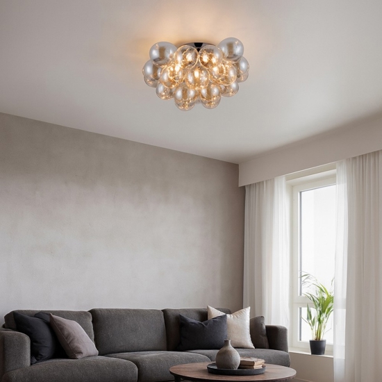 Maytoni balbo plafoniera moderna grappolo 8 luci vetri ambra trasparente