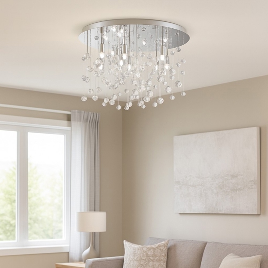 Neve pl12 cromo plafoniera ideal lux sfere vetro trasparente