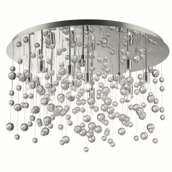 Neve pl12 cromo plafoniera ideal lux sfere vetro trasparente