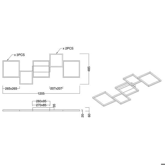 Plafoniera da cucina nera led 3000k dimmerabile