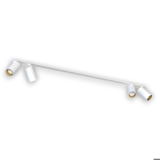 Plafoniera da incasso con 4 faretti orientabili bianco oro