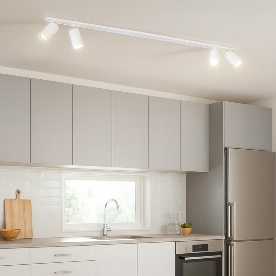 Plafoniera da incasso con 4 faretti orientabili bianco oro