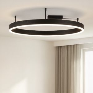 Plafoniera cerchio 80cm nera led 50w 3000k dimmerabile