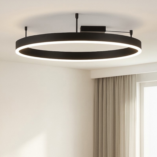 Plafoniera cerchio 80cm nera led 50w 3000k dimmerabile