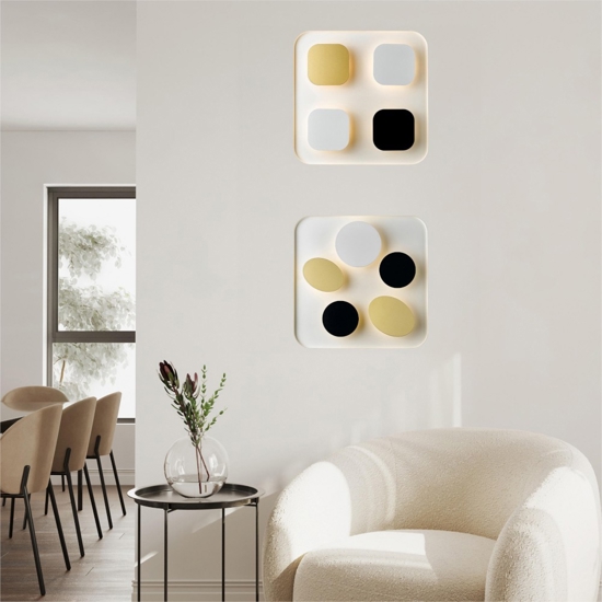 Plafoniera led 4000k quadrata oro nero bianco