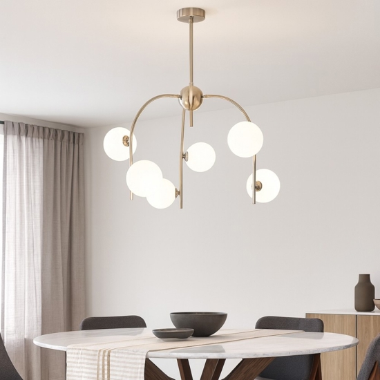 Plafoniera moderna ottone bronzo con sfere di vetro per soggiorno fp