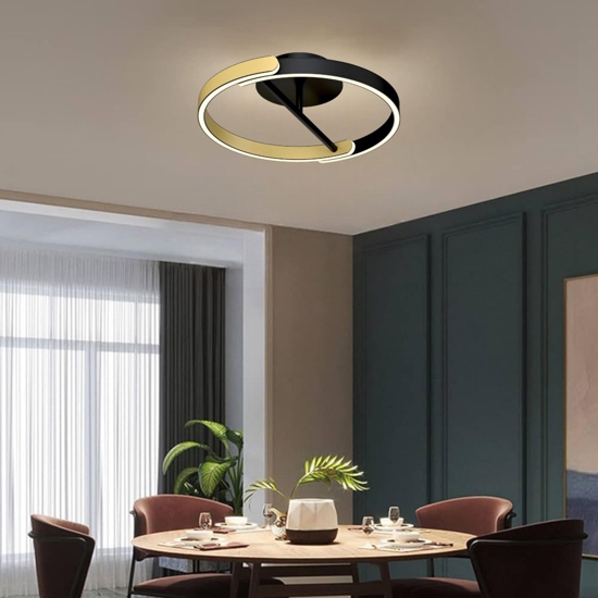 Plafoniera circolare nero oro design led 24w 3000k