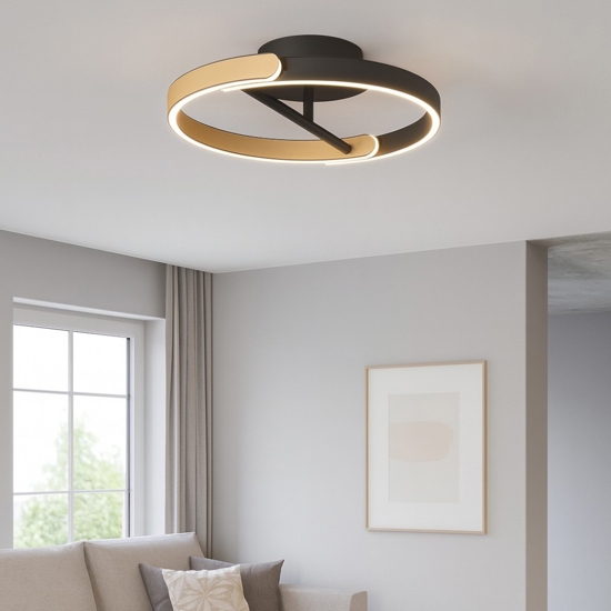 Plafoniera circolare nero oro design led 24w 3000k