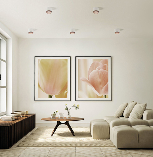 Lampada cilindro da soffitto gesso bordo rame sforzin syme
