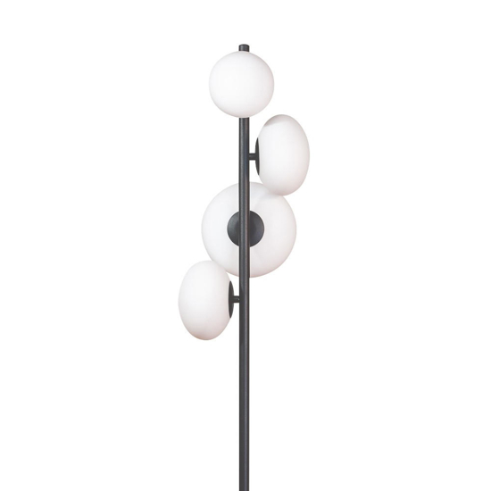 Lampada da terra contemporanea metallo nero vetro bianco