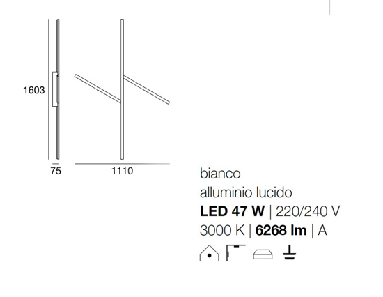 Xilema stilnovo plafoniera led 3000k alluminio lucido
