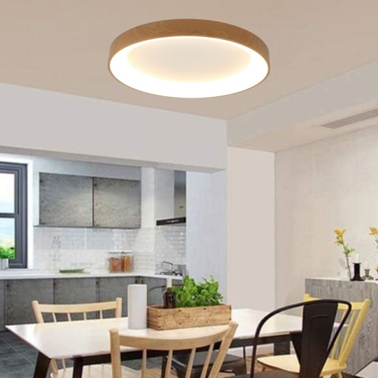 Plafoniera rotonda 78cm effetto legno led 2700k a 5000k moderna
