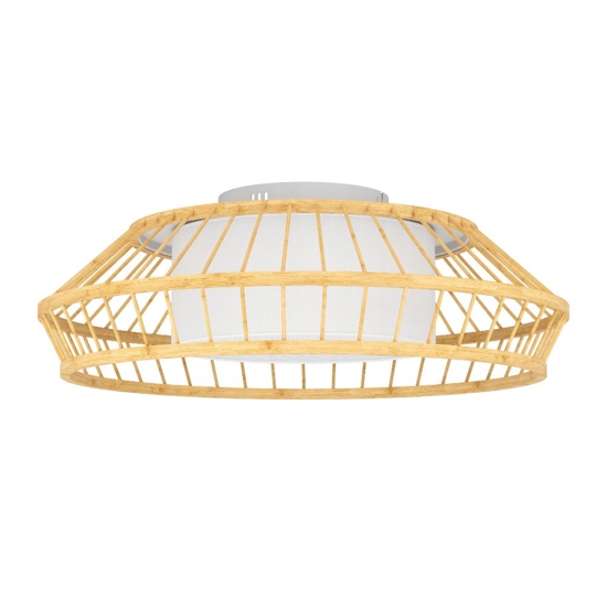 Yuku z eglo plafoniera smart da cucina in legno e tessuto led rgb cct da 2700k a 6500k
