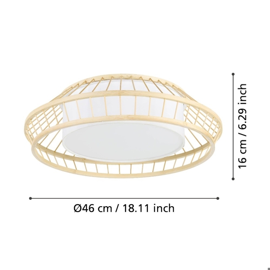 Yuku z eglo plafoniera smart da cucina in legno e tessuto led rgb cct da 2700k a 6500k